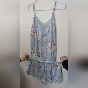 Flora Nikrooz Light Blue Floral Lace-Trim Cami & Shorts Set